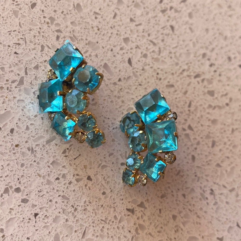 Aqua blue costume earrings